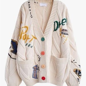 Colorful Buttoned Knit Cardigan Sweater